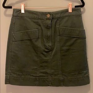 H&M army green denim skirt